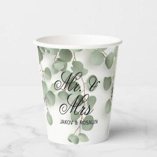 Elegante groene botanische papieren bekers