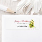 Elegante Groene Botanische Prettig Kerstmis Adres Etiket (Insitu)