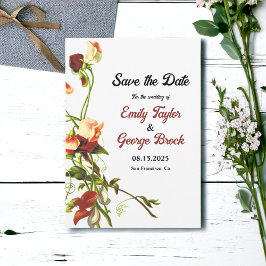Elegante groene botanische rozen bruiloft save the date
