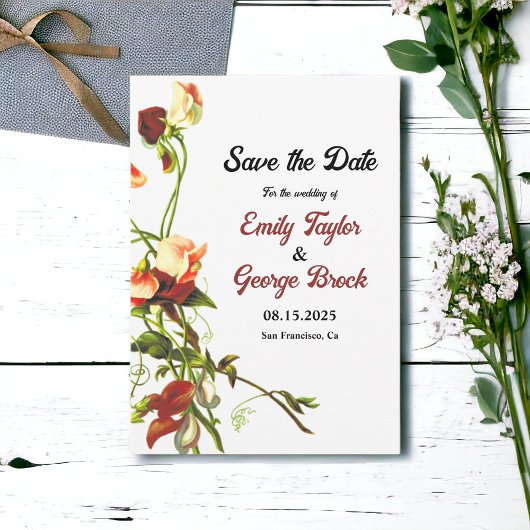 Elegante groene botanische rozen bruiloft save the date
