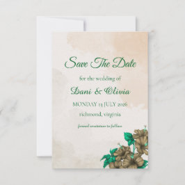Elegante groene botanische Save the Date kaart