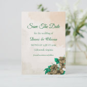 Elegante groene botanische Save the Date kaart (Staand voorkant)