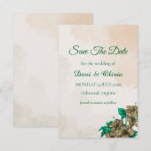 Elegante groene botanische Save the Date kaart (Voorkant / Achterkant)