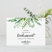 Elegante Groene Botanische Trouw Be My Bridesmaid Kaart (Staand voorkant)