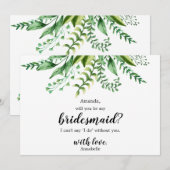 Elegante Groene Botanische Trouw Be My Bridesmaid Kaart (Voorkant / Achterkant)