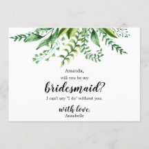 Elegante Groene Botanische Trouw Be My Bridesmaid