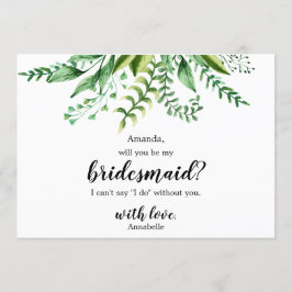 Elegante Groene Botanische Trouw Be My Bridesmaid Kaart