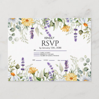 Elegante Groene Botanische Trouw RSVP Kaart