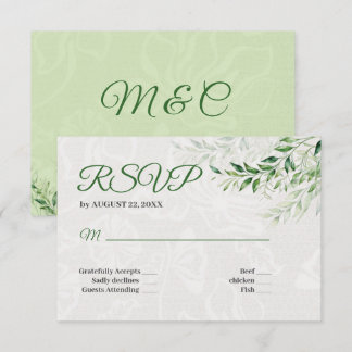 Elegante groene botanische trouw-RSVP kaart