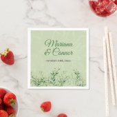 Elegante groene botanische trouw servet (Insitu)