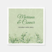Elegante groene botanische trouw  servet (Voorkant)