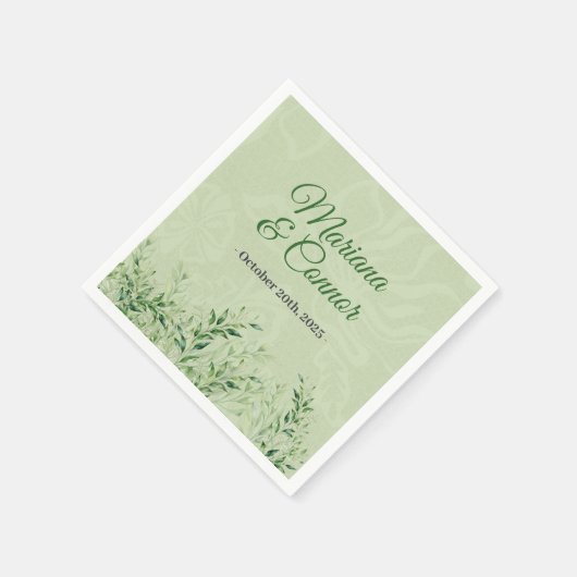 Elegante groene botanische trouw  servet (Hoek)