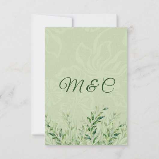 Elegante groene botanische trouwdag bedankkaart (Achterkant)