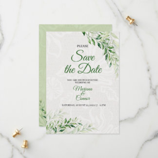 Elegante groene botanische trouwkaart 'Save the Da Save The Date