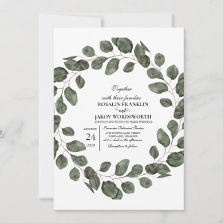 Elegante groene botanische trouwuitnodigingskaart kaart