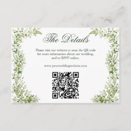 Elegante groene botanische trouwwebsite QR-code Informatiekaartje