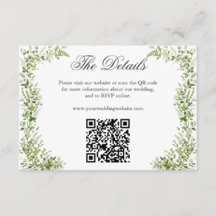 Elegante groene botanische trouwwebsite QR-code Informatiekaartje