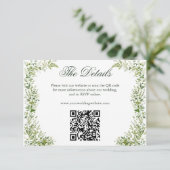 Elegante groene botanische trouwwebsite QR-code Informatiekaartje (Staand voorkant)