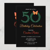 Elegante groene botanische vlinder 50ste verjaarda kaart (Voorkant / Achterkant)