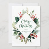 Elegante groene botanische vrolijke kerstdagen  feestdagenkaart (Voorkant)