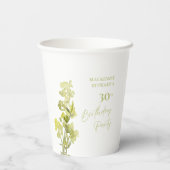 Elegante groene botanische Waterverf 30e verjaarda Papieren Bekers (Achterkant)