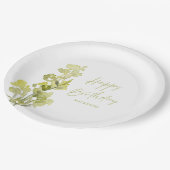 Elegante groene botanische Waterverf 30e verjaarda Papieren Bordje (Gekanteld)