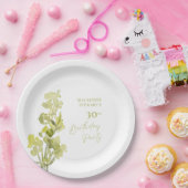 Elegante groene botanische Waterverf 30e verjaarda Papieren Bordje (Feest)