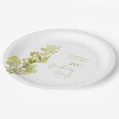 Elegante groene botanische Waterverf 30e verjaarda Papieren Bordje (Gekanteld)