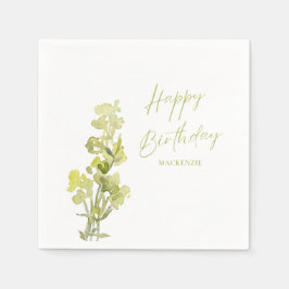 Elegante groene botanische Waterverf 30e verjaarda Servet