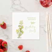 Elegante groene botanische Waterverf 30e verjaarda Servet (Insitu)