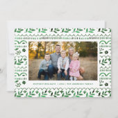 Elegante groene botanische Waterverf kerstfoto Feestdagenkaart (Voorkant)