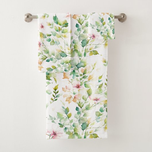 Elegante groene botanische waterverf wilde bloemen bad handdoek (Insitu)