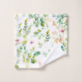 Elegante groene botanische waterverf wilde bloemen bad handdoek (Wasdoekje)