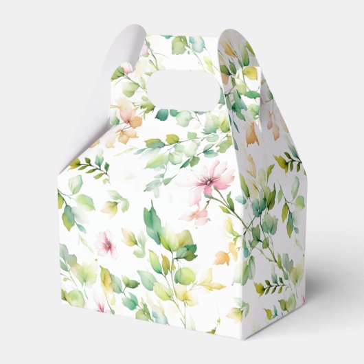 Elegante groene botanische waterverf wilde bloemen bedankdoosjes (Achterkant)