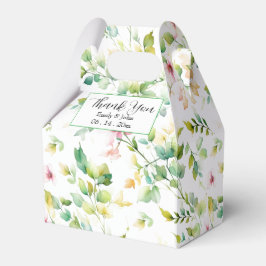 Elegante groene botanische waterverf wilde bloemen bedankdoosjes