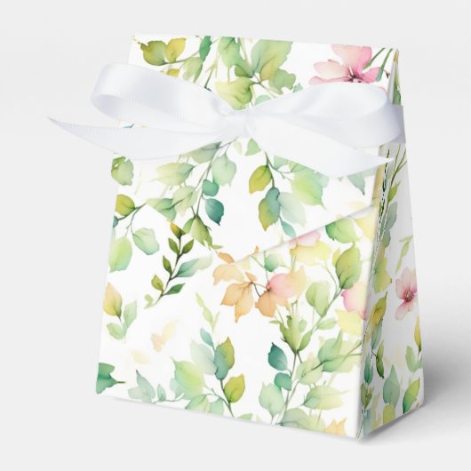 Elegante groene botanische waterverf wilde bloemen bedankdoosjes (Voorkant Zijde)