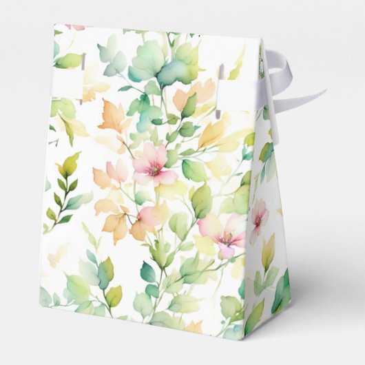 Elegante groene botanische waterverf wilde bloemen bedankdoosjes (Achterkant)