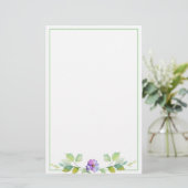 Elegante groene botanische waterverf wilde bloemen briefpapier (Staand voorkant)