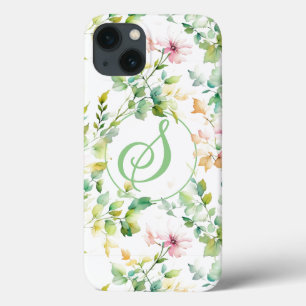 Elegante groene botanische waterverf wilde bloemen Case-Mate iPhone case