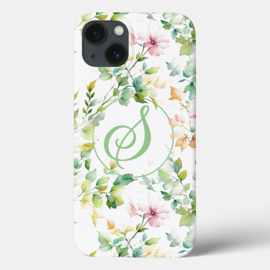 Elegante groene botanische waterverf wilde bloemen Case-Mate iPhone case (Achterkant)