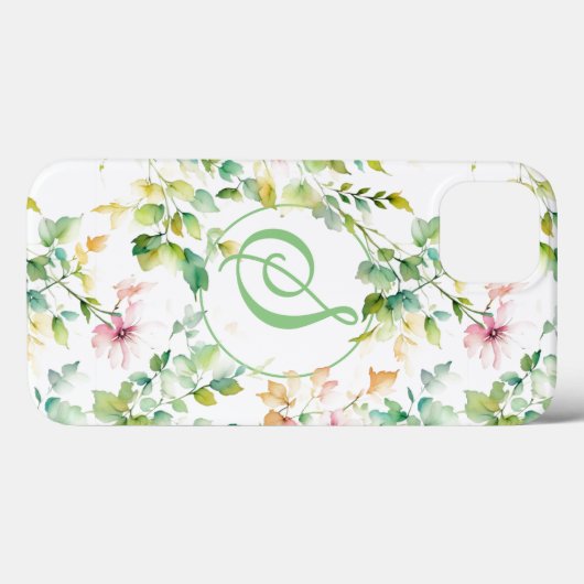 Elegante groene botanische waterverf wilde bloemen Case-Mate iPhone case (Achterkant (horizontaal))