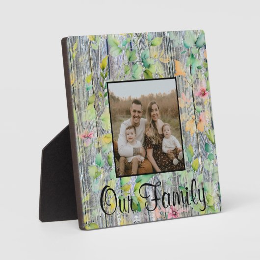 Elegante groene botanische waterverf wilde bloemen fotoplaat (Voorkant)