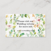 Elegante groene botanische waterverf wilde bloemen informatiekaartje (Voorkant)