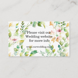 Elegante groene botanische waterverf wilde bloemen informatiekaartje