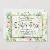 Elegante groene botanische waterverf wilde bloemen kaart (Voorkant)