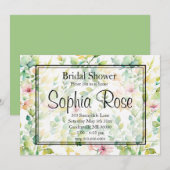 Elegante groene botanische waterverf wilde bloemen kaart (Voorkant / Achterkant)