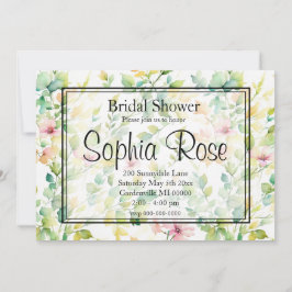 Elegante groene botanische waterverf wilde bloemen kaart