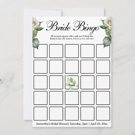 Elegante groene botanische waterverf wilde bloemen kaart (Voorkant)