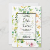 Elegante groene botanische waterverf wilde bloemen kaart (Voorkant)