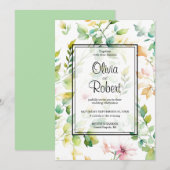 Elegante groene botanische waterverf wilde bloemen kaart (Voorkant / Achterkant)